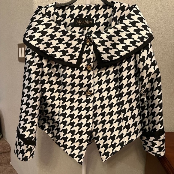 Moshita Jackets & Blazers - Black and White Houndstooth Skirt & Jacket Suit